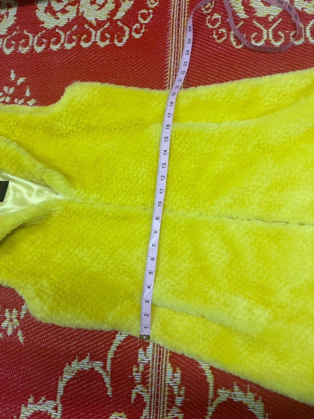 Adrienne Landau Bold Yellow Faux Fur Vest Sz S - Picture 12 of 14
